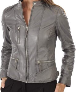 Brook Grey Women's Leather Jacket