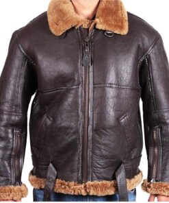 Vintage Ace Medium Brown Shearling Sheepskin Jacket
