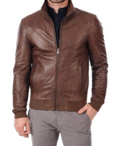 Cognac Brown Men's Leather Jacket