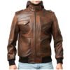 Phans Brown Aviator Men's Leather Jacket