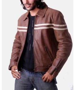 Jacky Brown Shirt Collar Style Leather Jacket