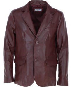 Dark Maroon Tailored Blazer Leather Jacket