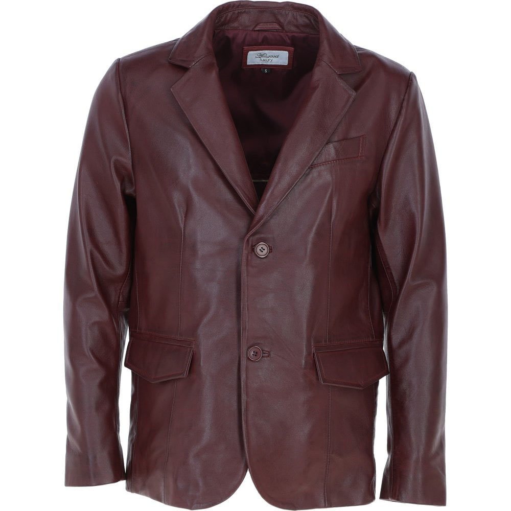 Dark Maroon Tailored Blazer Leather Jacket D001 Dark Maroon Tailored Blazer Leather Jacket
