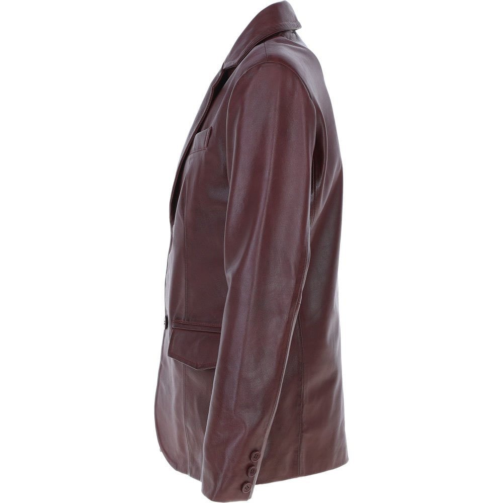 Dark Maroon Tailored Blazer Leather Jacket D002