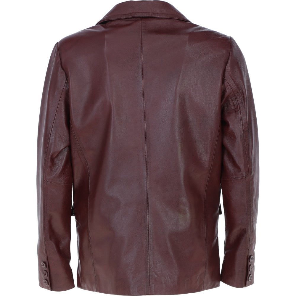 Dark Maroon Tailored Blazer Leather Jacket D003