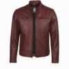 Deep Red Biker Leather JAcket for Men