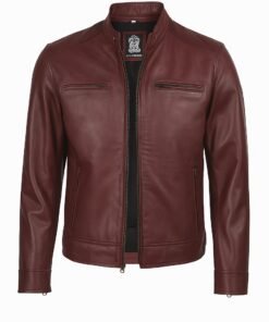 Deep Red Biker Leather JAcket for Men