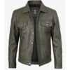 Pollit Emerald Green Leather Jacket