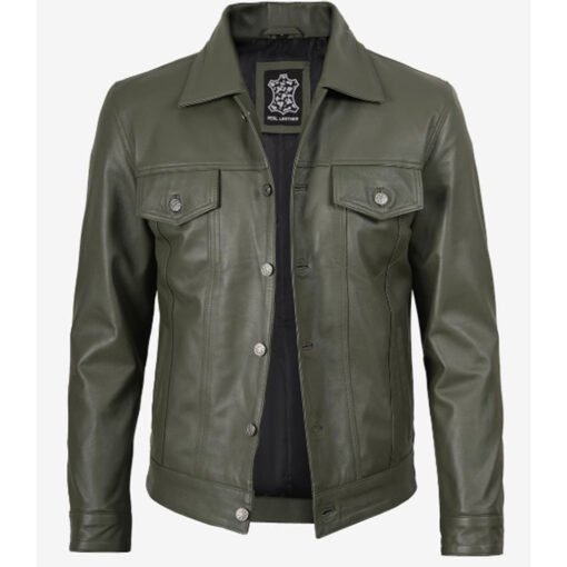 Pollit Emerald Green Leather Jacket