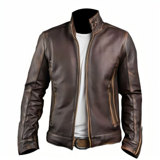 Rustic Roadster Biker Matt brown leather jacket