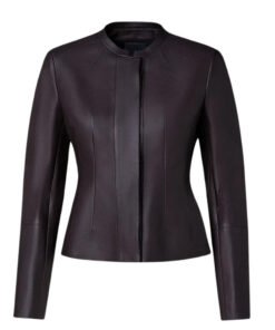Astra Noir Collarless Matt Black Leather Jacket