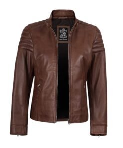 Brown Women's Hazel Grace Leather Jacket poug